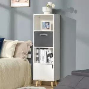 Image of HOMCOM 3 Tier Bookcase with Doors White Wooden Bookshelf Display Cabinet for Home Office Living Room Bedroom Study