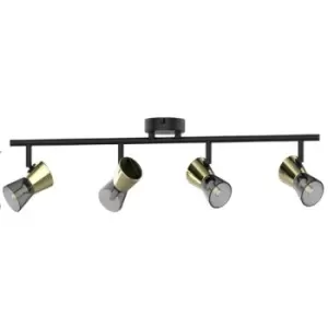 Image of Zumaline Cento Ceiling Spotlight Bar, Matt Black, Gold, 4x G9