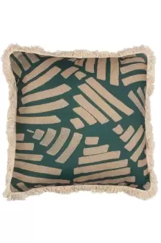 Image of Oromo Printed Geometric Fringed Cushion