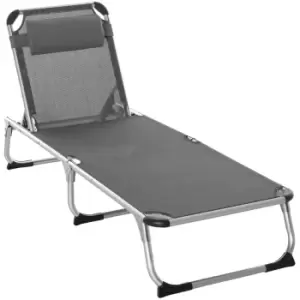 Image of Outsunny Folding Outdoor Reclining Sun Lounger - Grey