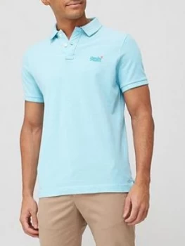 Image of Superdry Classic Pique Short Sleeve Polo Shirt - Spearmint Size M Men