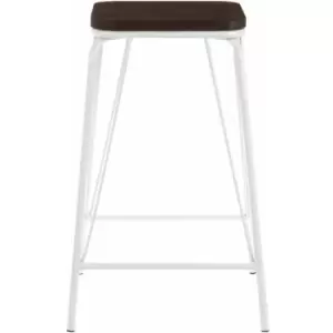 Image of Premier Housewares District White Metal and Elm Wood Stool