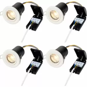 Image of 4 pack Recessed Fixed Ceiling Downlight - 50W GU10 Reflector - Matt White