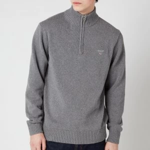 Image of Gant Mens Casual Cotton Half Zip Sweatshirt - Dark Grey Melange - M
