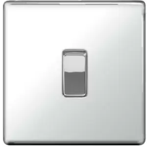 Image of BG Chrome 10A 10AX 1 Gang 2 Way Plate Switch - Chrome