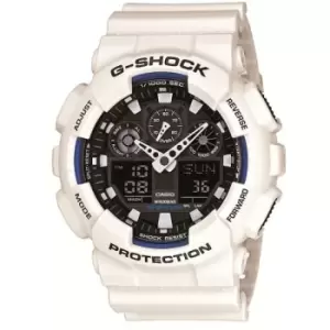 Image of Mens Casio 'G-Shock' White and Black Plastic/Resin Quartz Chronograph Watch