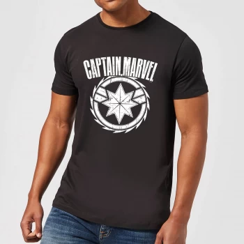 Image of Captain Marvel Logo Mens T-Shirt - Black - 5XL