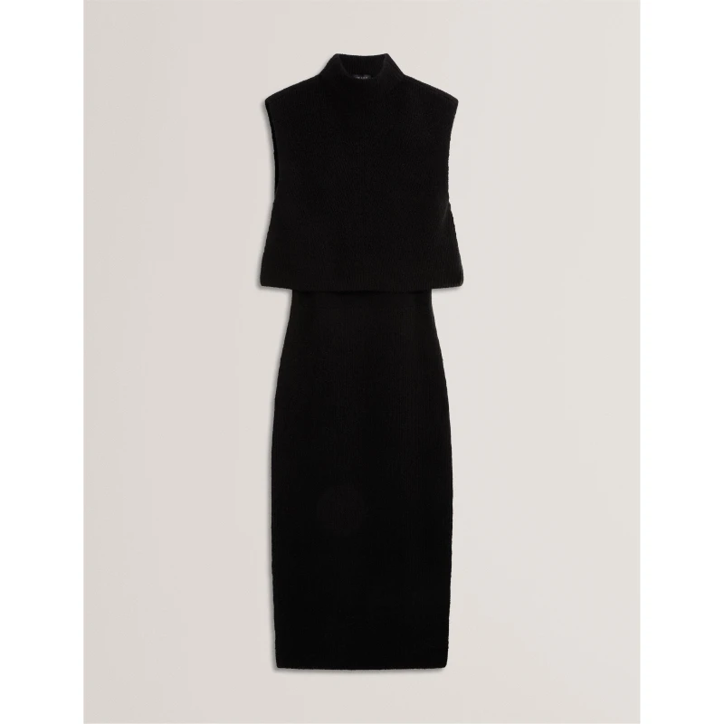 Image of Ted Baker Womens Sleeveless Knitted Jumper Dress Black female 8 (XS)