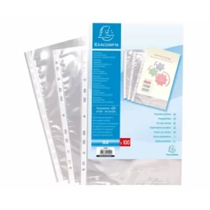 Image of Exacompta Punch Pockets 10 packs of 100 A4 60 Micron Clear, white