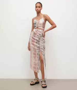 Image of AllSaints Womens Carla Silk Blend Marea Skirt, Soft Green, Size: 14