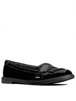 Image of Clarks Youth Scala Bright Loafers - Black Patent