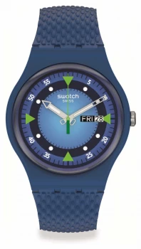 Image of Swatch Blue BLEND Blue Dial Blue Silicone Strap SO29N701 Watch