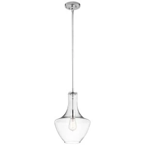 Image of 1 Light Small Dome Ceiling Pendant Light Chrome, E27