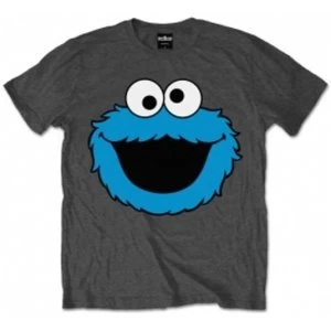 Image of Sesame Street Cookie Head Mens Charcoal T Shirt: Medium