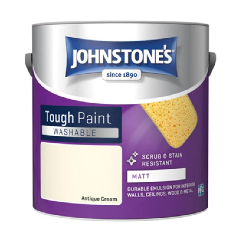Image of Johnstone's Washable Matt Tough Paint Antique Cream - 2.5L