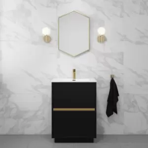 Image of 600mm Black Freestanding Vanity Unit with Basin - Roxbi