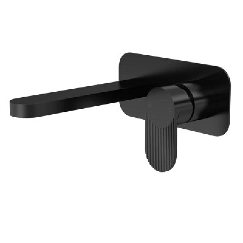 Image of Aquarius Deco 2 Hole Wall Mounted Mono Basin Mixer Tap - Matt Black