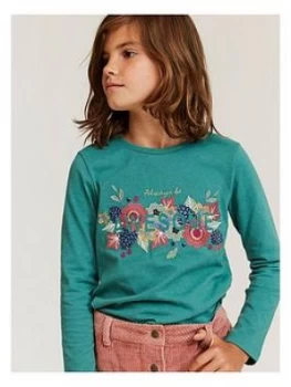 Image of Fatface Girls Long Sleeve Awesome T-Shirt - Dark Mint