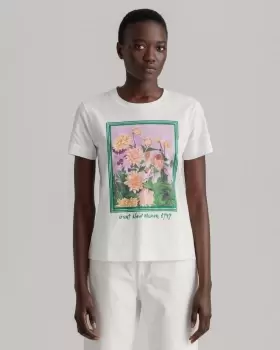 Image of GANT Women Dahlia Print T-Shirt (M) White