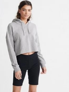 Image of Superdry Valley Crop Hoodie - Grey, Size 14, Women