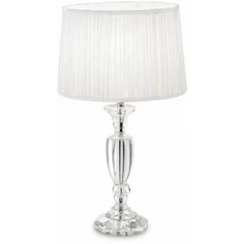 Image of Ideal Lux Kate - 1 Light Table Lamp Chrome, Crystal with Round Shade, E27