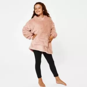 Image of Brentfords Kids Teddy Fleece Blanket Hoodie Blush