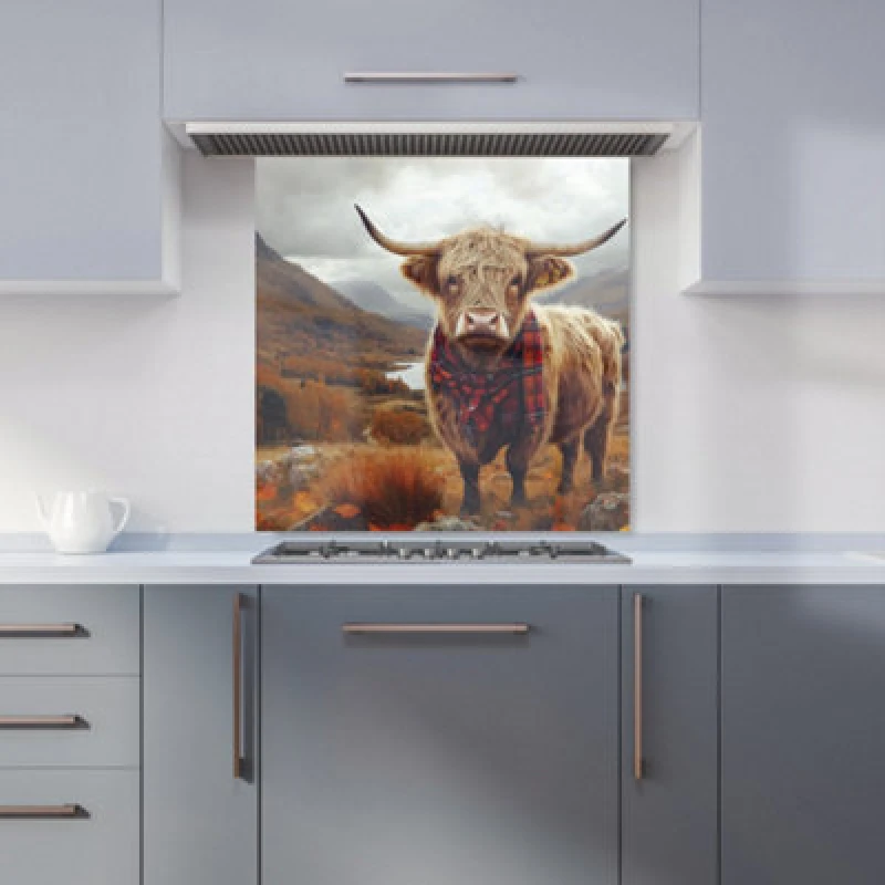 Image of Warren Reed - Designer Autumnal Highland Cow Kitchen Splashback W600Mm X H600Mm, Multi WR01255-P450