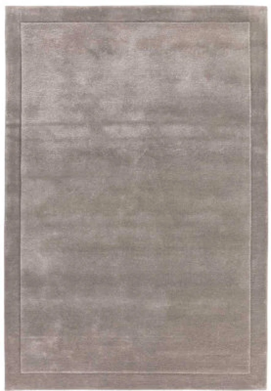 Image of Handmade Modern Shaggy Easy To Clean Silver Bordered Plain Wool Rug For Bedroom & Living Room-120Cm X 170Cm