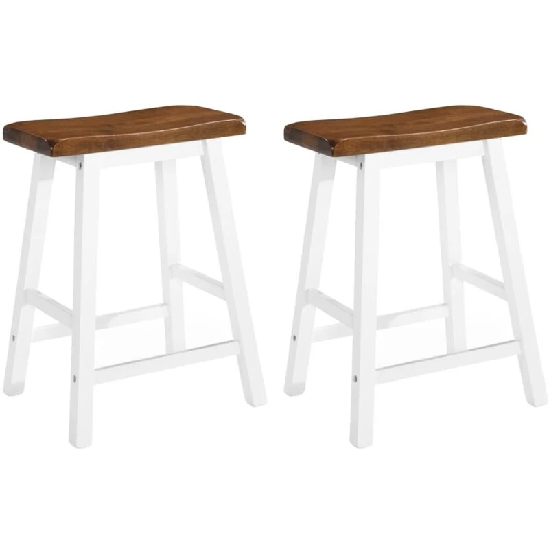 Image of vidaXL 2x Solid Wood Bar Stools 45x23x60cm Kitchen Furniture Chairs Seats
