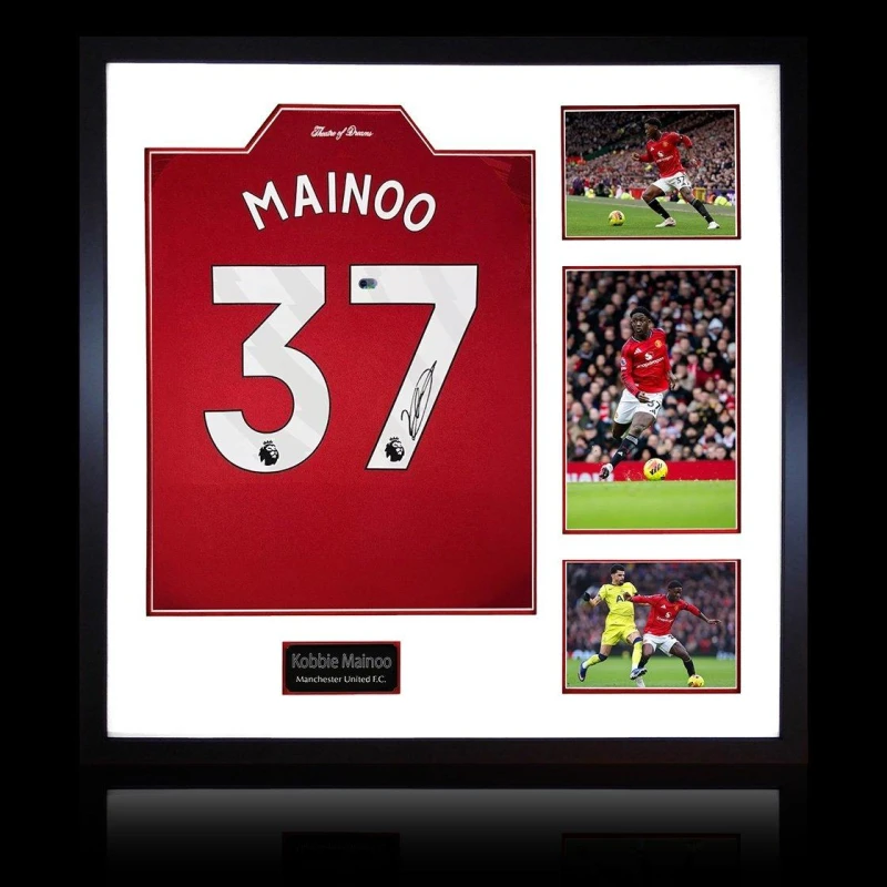 Image of The Fan Cave Kobbie Mainoo Signed Manchester United Elite Frame Red unisex 820x820mm