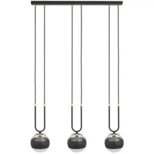 Image of Emibig Glam Black Globe Bar Pendant Ceiling Light with Clear,Black Glass Shades, 3x E14