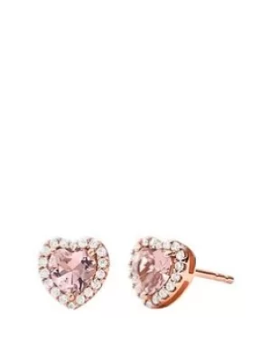 Image of Michael Kors Premium Ladies Heart Stud Earring Sterling Silver, Rose Gold, Women