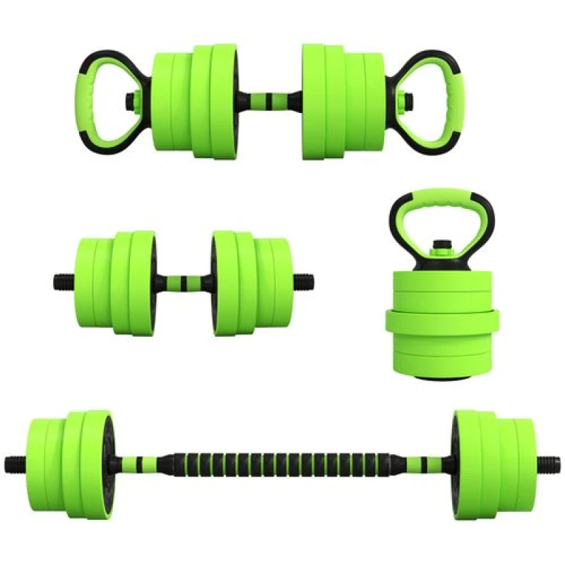 Image of Sportnow Weight Dumbbells Set, Barbell, Kettlebell, Push Up Stand, 30Kg, Green A91-287V02GN