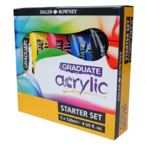 Image of Daler Rowney Graduate Acrylic Paint Starter Set 5 x 120ml