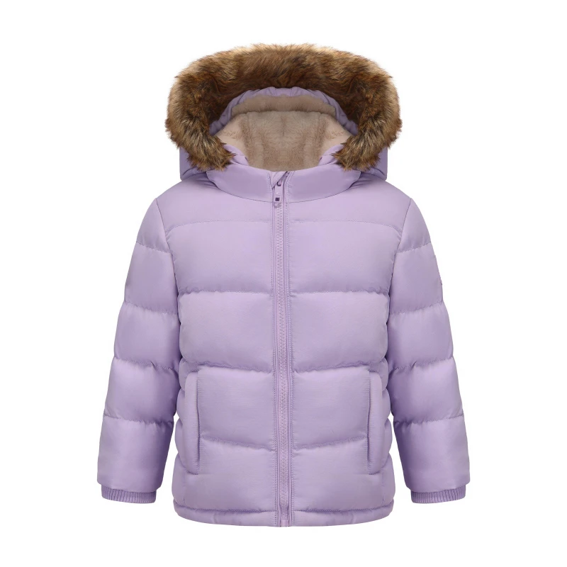 Image of SoulCal Kids 2 Zip Bubble Hooded Long Sleeve Short Puffer Jacket Purple female 2-3 Yrs