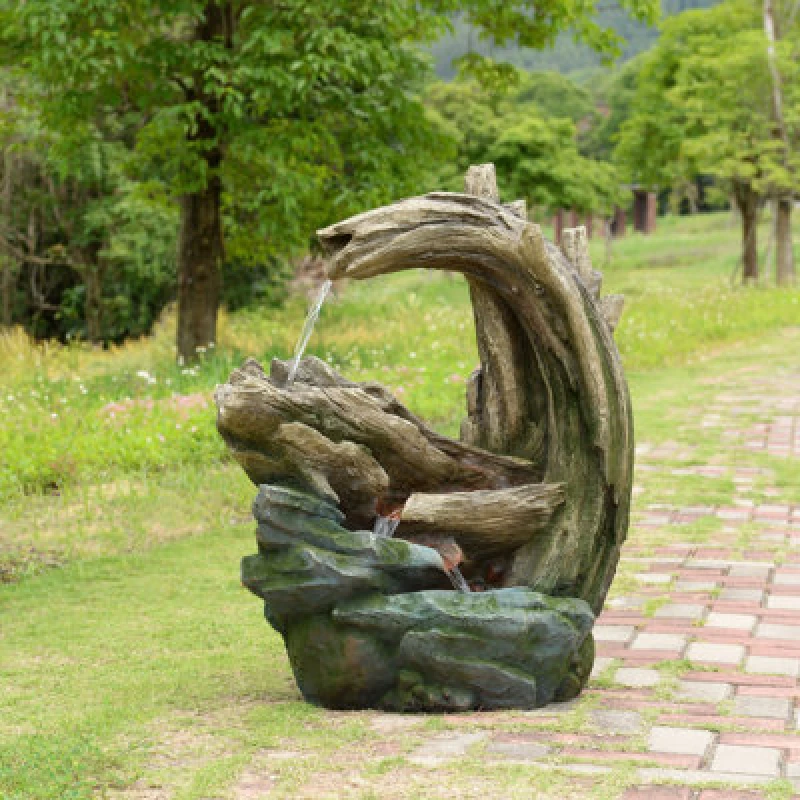 Image of Teamson Home 82Cm Forest Stream Style Outdoor Garden Fountain LED Lighting, Grey