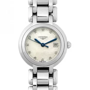 Image of PrimaLuna Quartz White Mother of Pearl Dial Diamond Ladies Watch