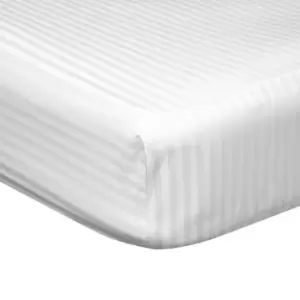 Image of Belledorm 540 Thread Count Satin Stripe Extra Deep Fitted Sheet (Superking) (White)