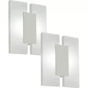 Image of 2 PACK Wall Light Colour Satin Nickel Shade Satined Plastic LED 2x4.5W Included