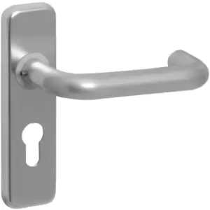 Image of Eclipse Aluminium Round Bar Door Handles Euro Lock Satin (Pair) in Silver