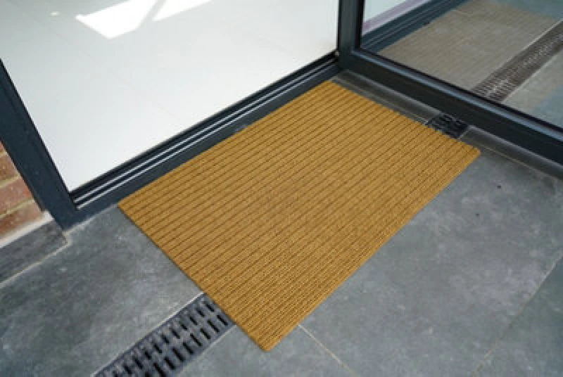 Image of Non Slip Coir Style Heavy Duty Rubber Back Door Mats Beige 50X80 Cm