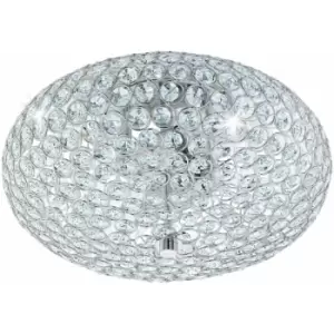 Image of Loops - Flush Ceiling Light Colour Chrome Plated Shade Clear Crystal Bulb E27 2x60W