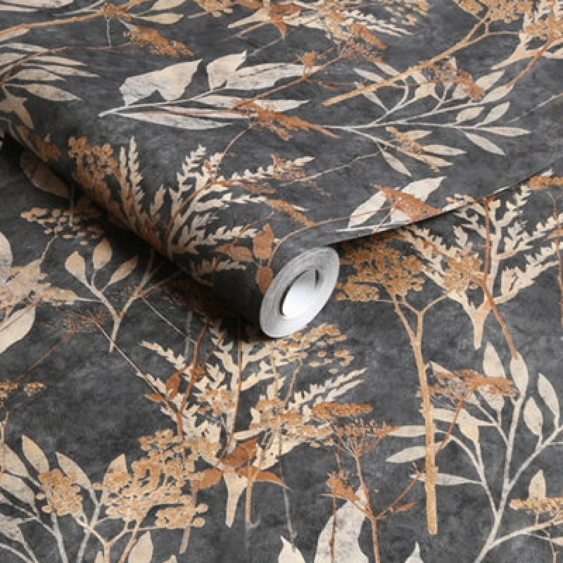 Image of Superfresco Easy Solstice Black Gold Floral Wallpaper