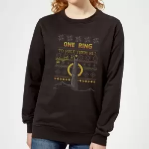 Image of The Lord Of The Rings One Ring Womens Christmas Sweater in Black - 3XL