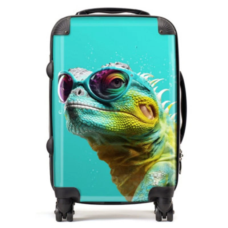 Image of Warren Reed Designer Splashart Iguana Wearing Glasses Suitcase - Cabin