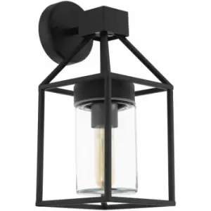 Image of IP44 Outdoor Wall Light Black & Square Glass shade 1x 60W E27 Bulb Porch Lamp