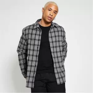 Image of I Saw It First Mens Check Print Oversized Shirt - Grey