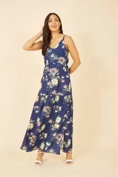 Image of Navy Floral Strappy Tiered Maxi Dress