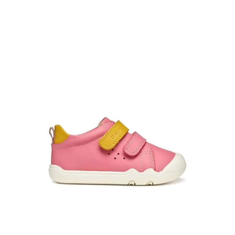 Image of Geox Kids Steppieup Leather Lightweight Trainers pink/yellow Baby 20 (3.5 to 4);21 (4.5);22 (5 to 5.5);23 (6);24 (7);25 (7.5 to 8);26 (8.5);27 (9 to 9