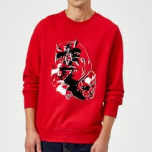 Image of Marvel Knights Daredevil Layered Faces Sweatshirt - Red - XL